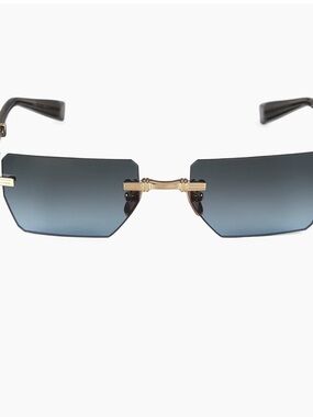 Balmain Men's Gradient Blue Rimless Sunglasses with Gold Bridge